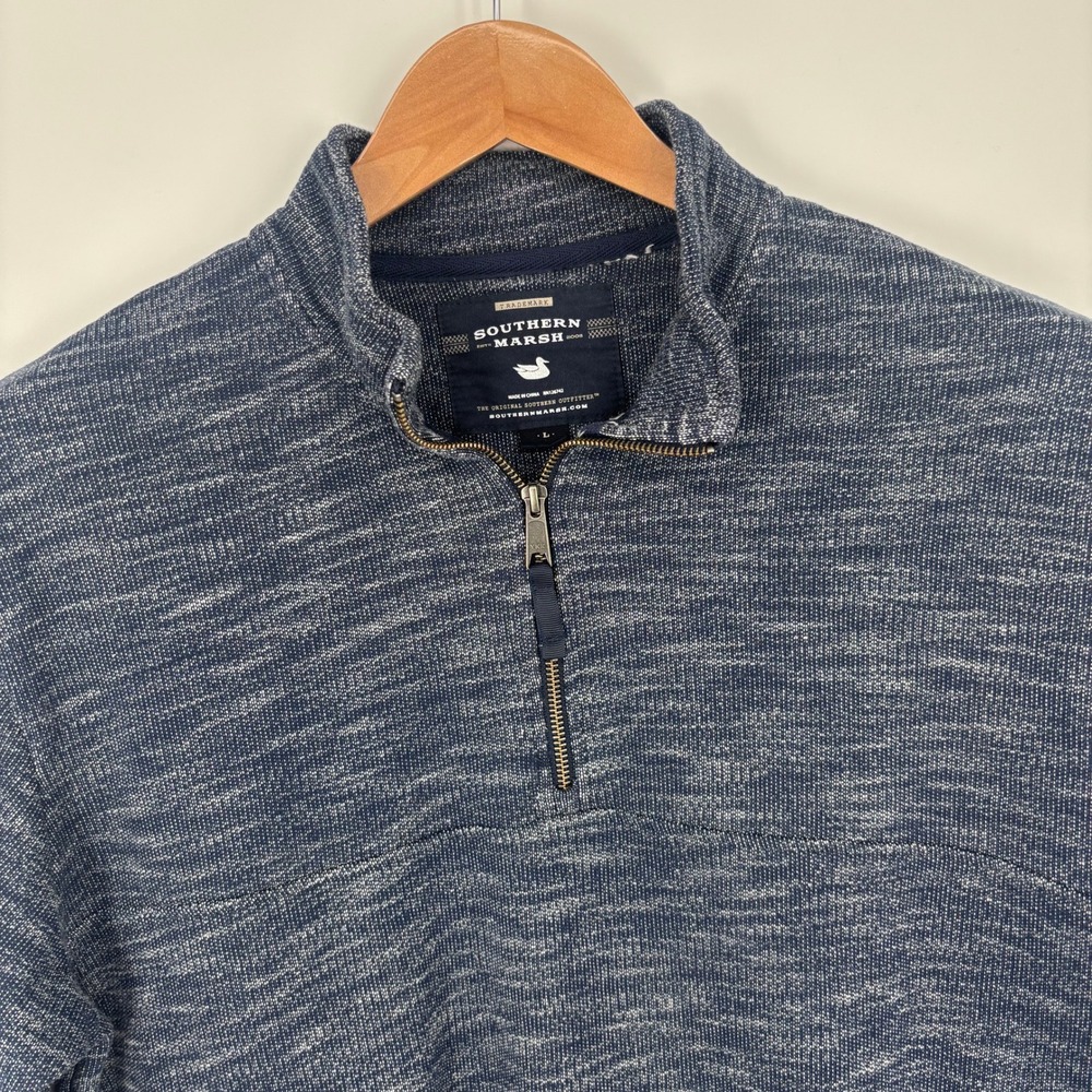 Southern Marsh 1/4 Zip Pullover Mens Large Blue Heathered Fleece Sweatshirt